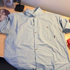 Patagonia Light Blue Checkered Button Down Shirt